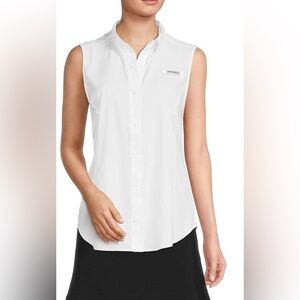 Women Columbia White Button Down Shirt